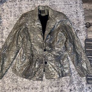 Snakeskin Textured Blazer in Black and Gray